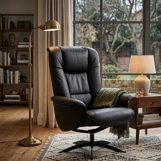 Hjort Knudsen lænestol 3255 | Sort læder